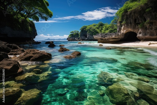 Paradise in Penid Nuse isolated beaches and crystal clear waters., generative IA