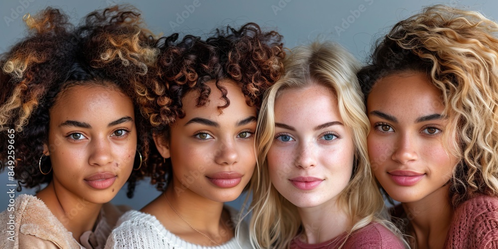 Fototapeta premium Diverse women outdoor portrait natural light smiles