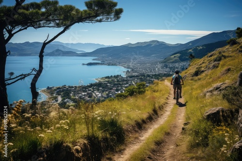 Makara Peak Trail Cycling in Wellington, New Zealand., generative IA