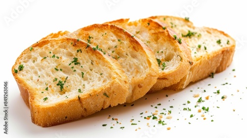 Isolated Garlic Bread Slice on White Background