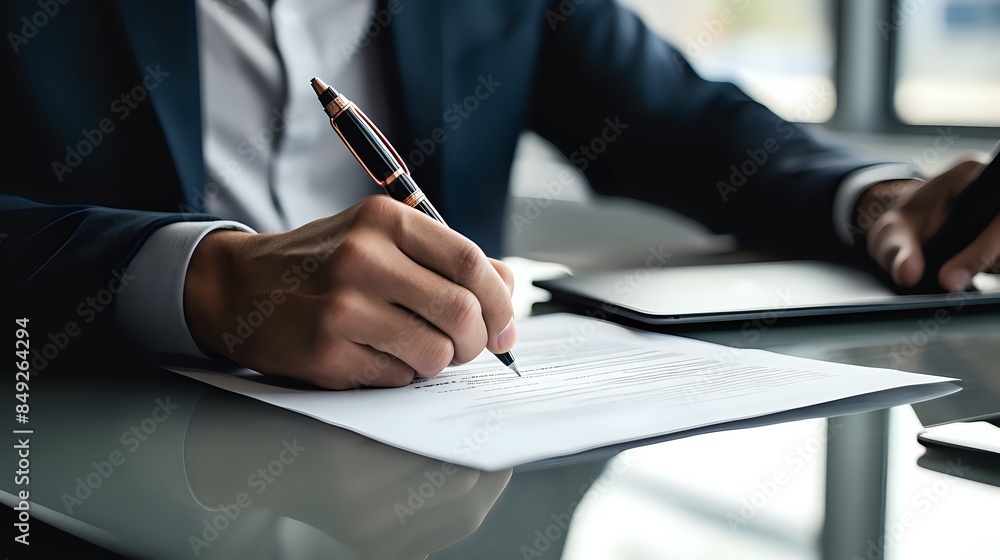A Man Signing A Contract A Man Signing A Contract