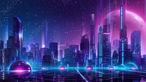 Cyberpunk Cityscape with a Pink Moon
