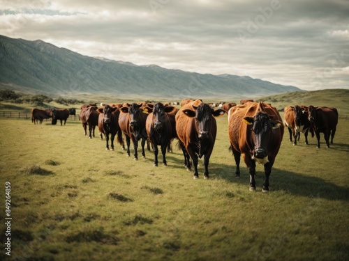 Cattle grazing on green field © sunil