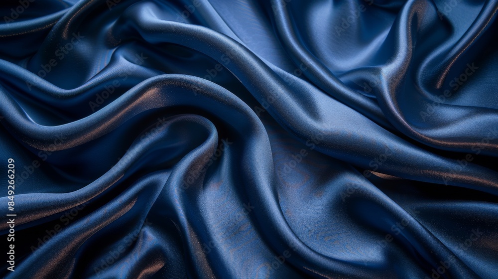 Smooth and flowing royal blue silk fabric close-up shot Smooth and flowing royal blue silk fabric close-up shot