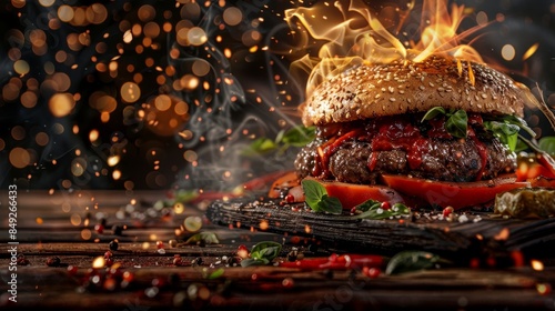 Ai generated fast food burger culinary creation through artificial intelligence