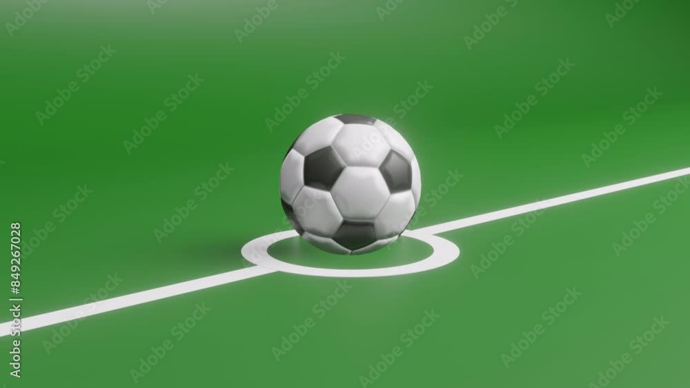Soccer ball moving on the football field, Teams Playing. Kick off Start of the Energetic Match on International Championship. Scores Goal, Players Celebrate Victory, 3d loop animated spinning football Soccer ball moving on the football field, Teams Playing. Kick off Start of the Energetic Match on International Championship. Scores Goal, Players Celebrate Victory, 3d loop animated spinning football