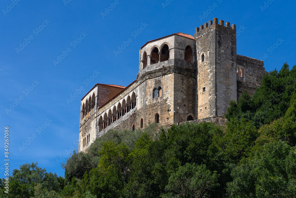 LEIRIA, PORTUGAL - AUGUST 27, 2023: View of the castle of Leiria since the city in a sunny day. Portugal. LEIRIA, PORTUGAL - AUGUST 27, 2023: View of the castle of Leiria since the city in a sunny day. Portugal.