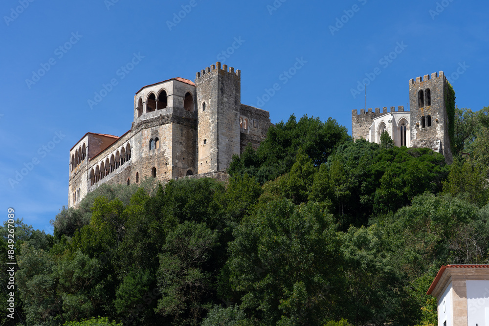 View of the castle of Leiria since the city in a sunny day. Portugal. View of the castle of Leiria since the city in a sunny day. Portugal.