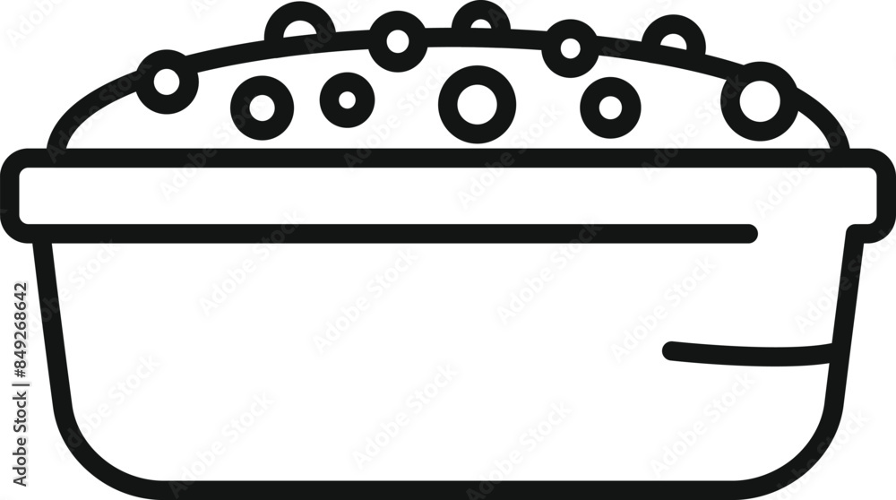 Baking mold with dough and raisins for making traditional homemade bread outline icon for web design isolated on white background Baking mold with dough and raisins for making traditional homemade bread outline icon for web design isolated on white background