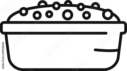 Baking mold with dough and raisins for making traditional homemade bread outline icon for web design isolated on white background