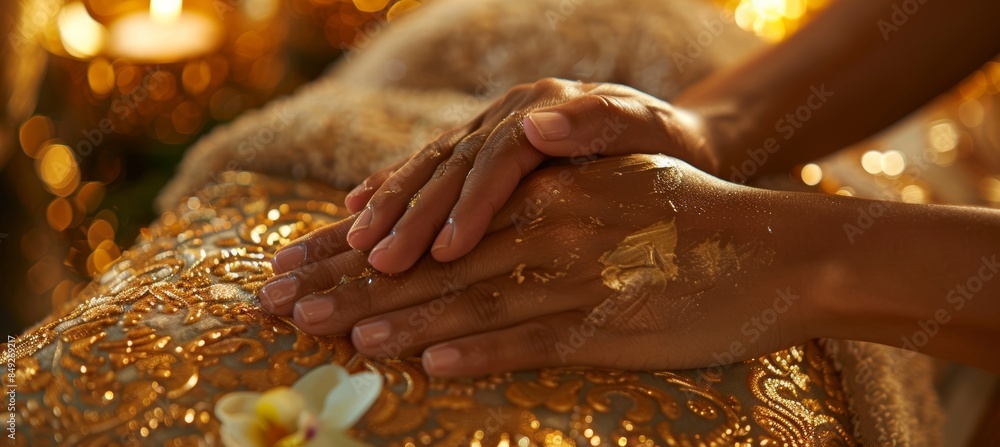 Luxurious Hand Care Session at a High-End Spa with Elegant Gold Accents and Soft Ambiance Luxurious Hand Care Session at a High-End Spa with Elegant Gold Accents and Soft Ambiance