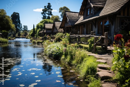 Vila Maori Ohinemutu by the lake., generative IA