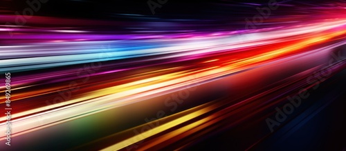 Colorful Light Trails, Perspective Long Time Exposure Motion Blur Effect