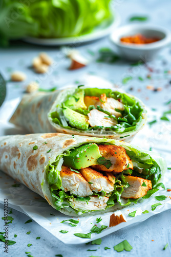Healthy Chicken and Avocado Wrap with Fresh Greens
