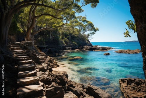 Obraz na płótnie Stunning coastal trails in Noosa, Australia., generative IA w salonie