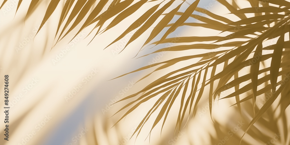 Elegant Summer Background with Palm Leaves and Shadows on Light Green Pastel Gradient, Perfect for Minimalistic Product Displays and Text Features Elegant Summer Background with Palm Leaves and Shadows on Light Green Pastel Gradient, Perfect for Minimalistic Product Displays and Text Features