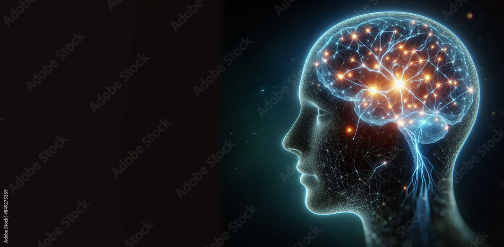 人物の頭部と脳のニューラルネットワーク