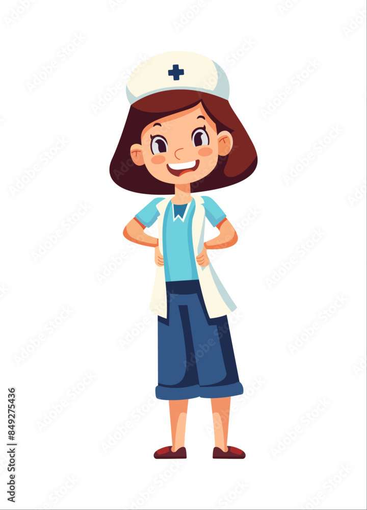 cartoon nurse character with a hat and apron cartoon nurse character with a hat and apron