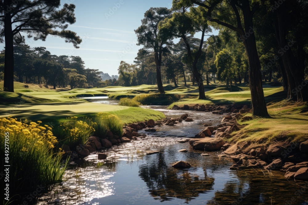 Challenging Golf Field in Cypress Lakes, Australia., generative IA Challenging Golf Field in Cypress Lakes, Australia., generative IA