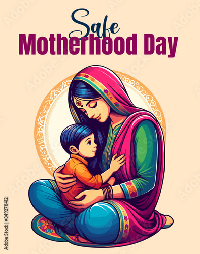 Safe Motherhood Day Vector Illustration on 11 April with Pregnant Mother and Kids for the Healthcare of Women and Maternity Facilities