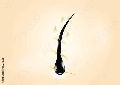 Drop Golden Serum for hair protection and repair. Medical care hair treatment with golden shine.