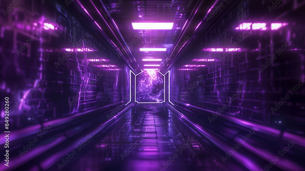 Illuminated Purple Light Tunnel. Illuminated Purple Light Tunnel.