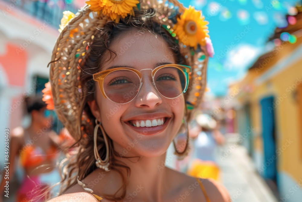 Cheerful Woman Inviting to Salvador Carnival Celebration
Cheerful Woman Inviting to Salvador Carnival Celebration