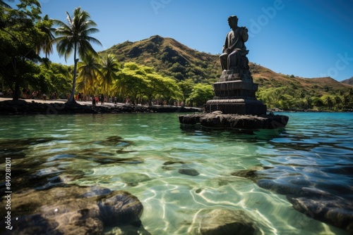 Monument to Captain Cook in Viti Levu, Fiji, surrounded by tropical beauty., generative IA photo