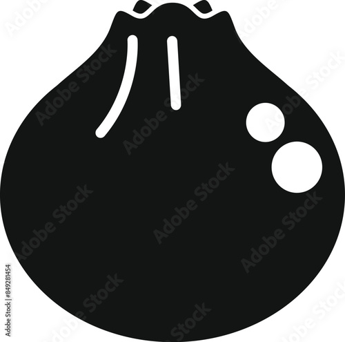 Simple black glyph icon representing a single khinkali, a traditional georgian dumpling