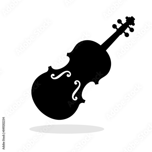 Violin icon. Black silhouette of violin. Musical instrument. Vector illustration
