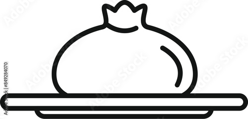 Line icon of a khinkali, a georgian dumpling, served on a plate