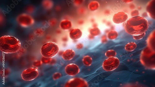 Various red blood cell particles. Generative AI