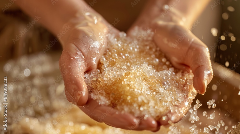 Luxurious Gold and Pearl Hand Exfoliation Process - Skincare and Spa Treatment Luxurious Gold and Pearl Hand Exfoliation Process - Skincare and Spa Treatment