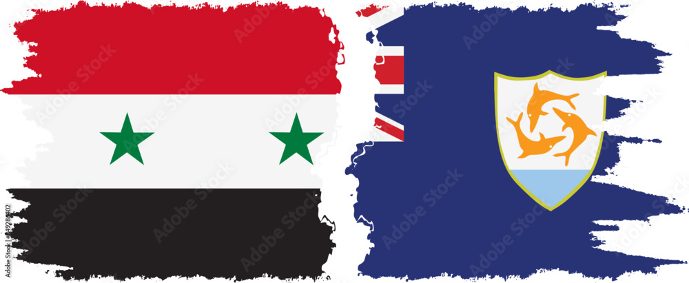 Anguilla and Syria grunge flags connection vector Anguilla and Syria grunge flags connection vector