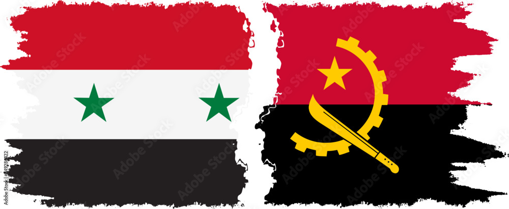 Angola and Syria grunge flags connection vector Angola and Syria grunge flags connection vector