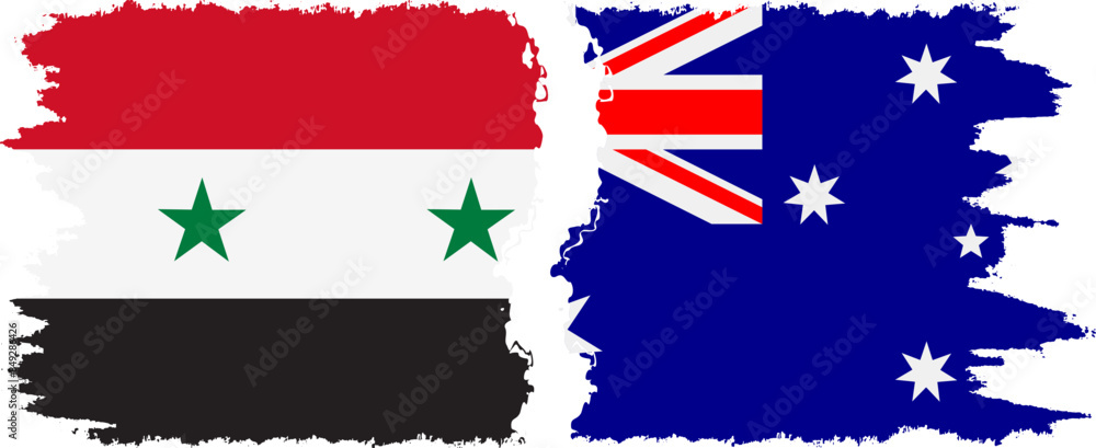 Australia and Syria grunge flags connection vector Australia and Syria grunge flags connection vector