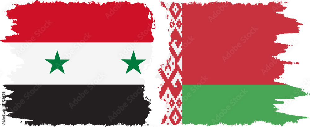Belarusian and Syria grunge flags connection vector Belarusian and Syria grunge flags connection vector