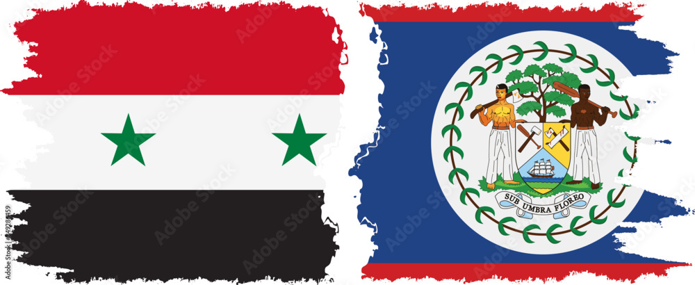Belize and Syria grunge flags connection vector Belize and Syria grunge flags connection vector