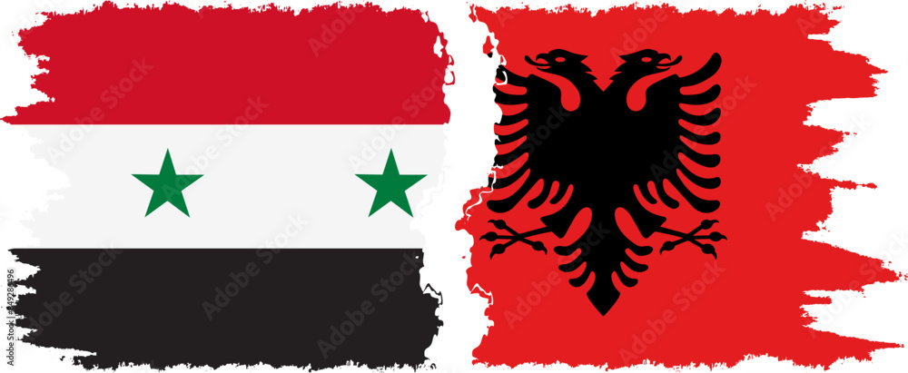 Albania and Syria grunge flags connection vector Albania and Syria grunge flags connection vector