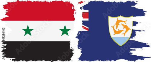 Anguilla and Syria grunge flags connection vector