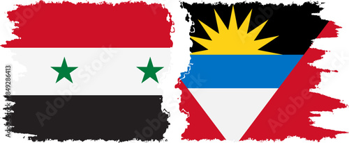 Antigua and Barbuda and Syria grunge flags connection vector