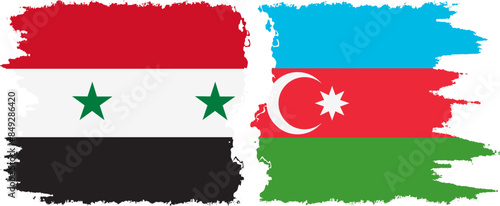 Azerbaijan and Syria grunge flags connection vector