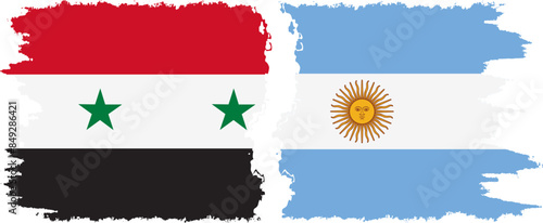 Argentina and Syria grunge flags connection vector