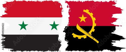 Angola and Syria grunge flags connection vector