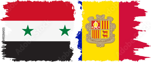Andorra and Syria grunge flags connection vector