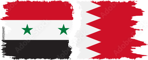 Bahrain and Syria grunge flags connection vector