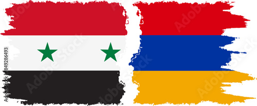 Armenia and Syria grunge flags connection vector