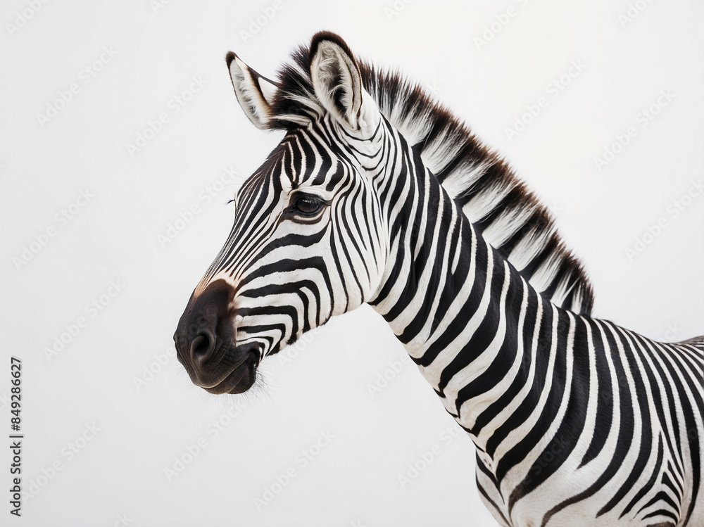 Zebra Isolated on White Background with Copy Space Zebra Isolated on White Background with Copy Space