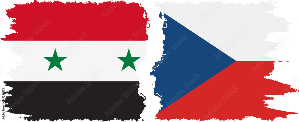 Obraz premium Czech and Syria grunge flags connection vector