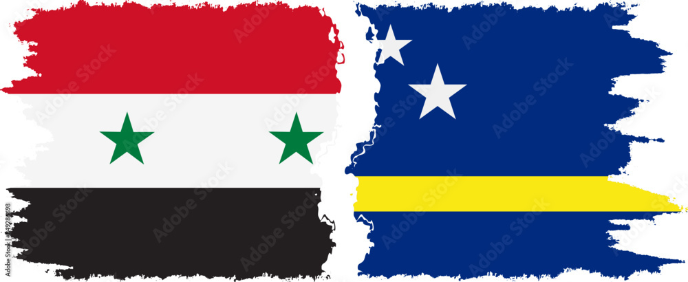 Curacao and Syria grunge flags connection vector Curacao and Syria grunge flags connection vector